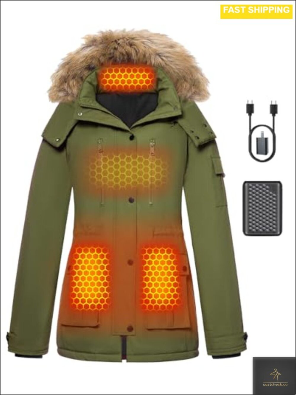 Graphene Heated Jacket for Women Large Capacity Battery Pack Waterproof
